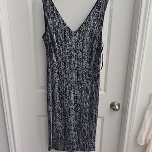 Calvin Klein Black and Gray Midi Dress